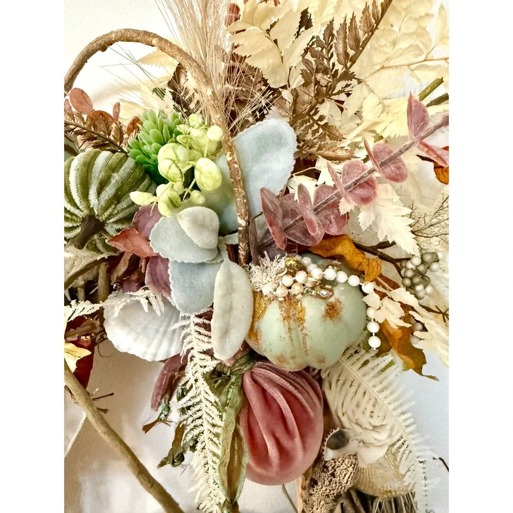 Luxury Fall Wreath Pave Oyster Gold Leaf